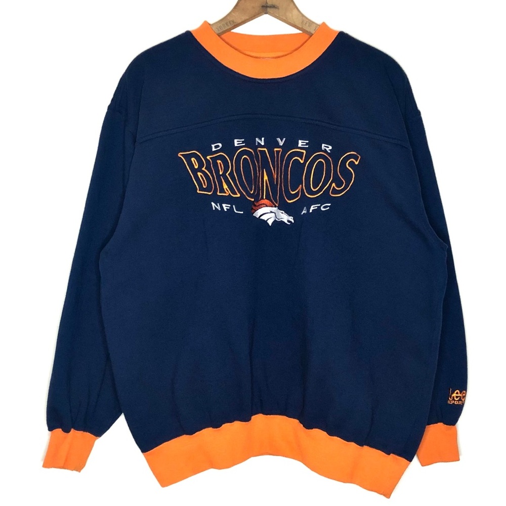 Vintage Denver Brancos Crew Pullover Sweatshirt L